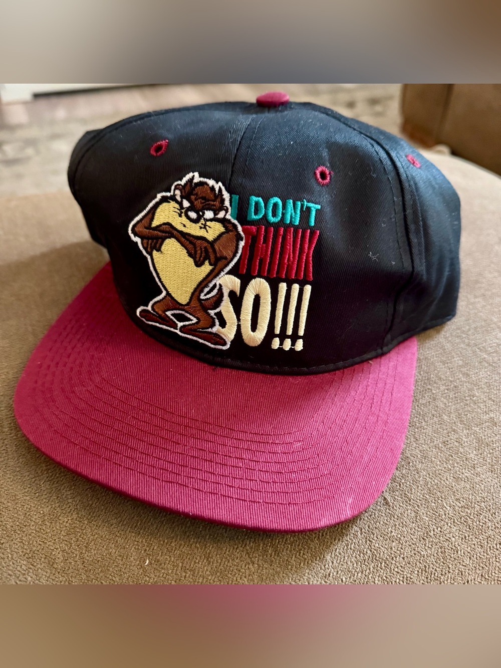 Vintage 90s Taz Looney Tunes “I Dont Think So” Snapback Hat
